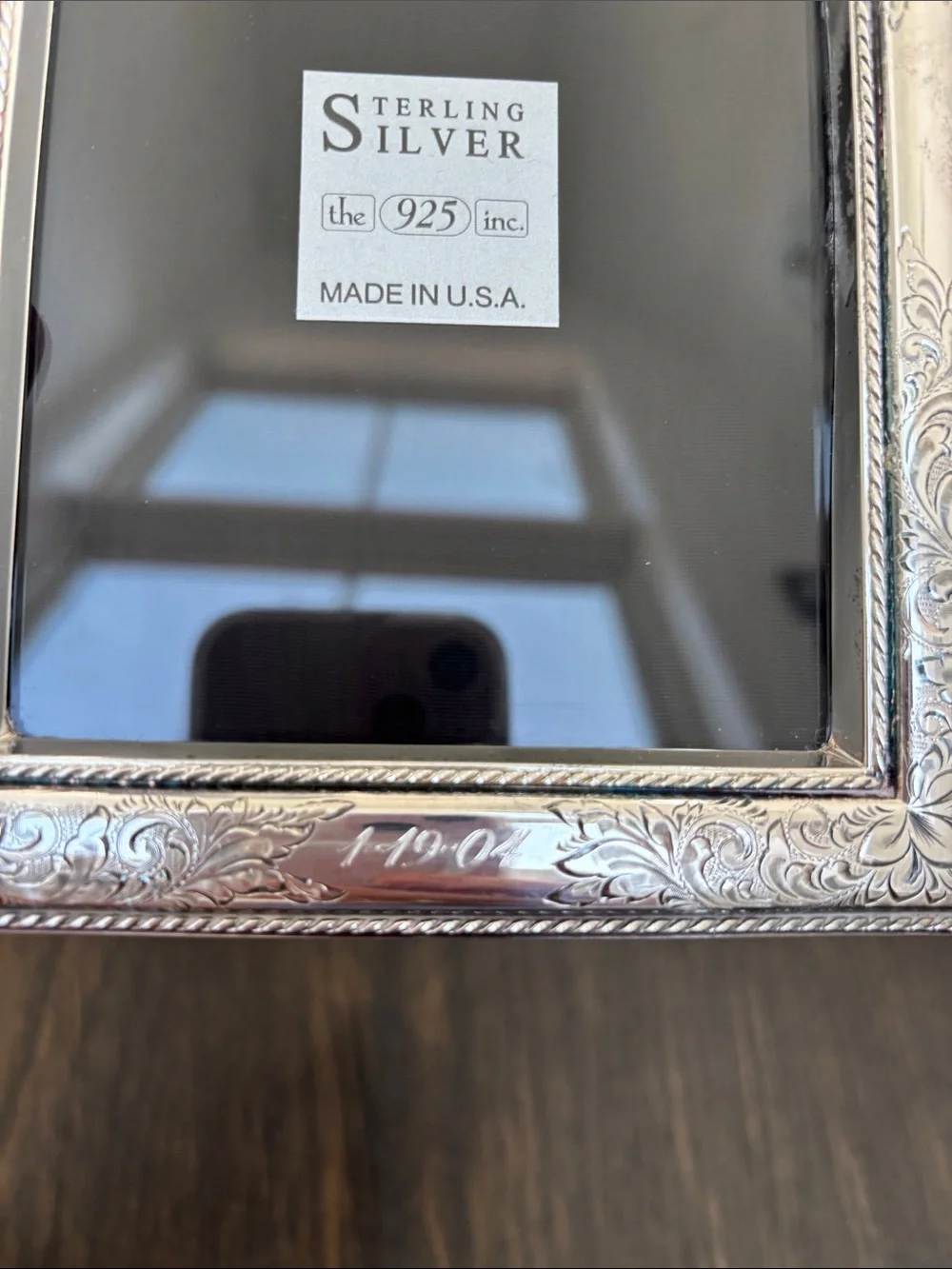 Vintage The 925 Inc. Nostalgia sterling 5x7”frame,floral,double rope border